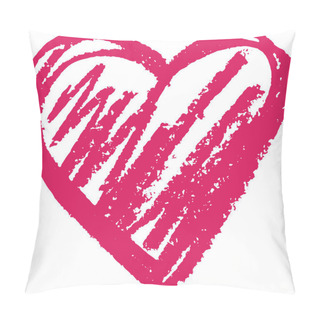 Personality  Heart Shape Outline Drawn With A Wax Crayon Isolated Over The White Background Vector Illustration Pillow Covers