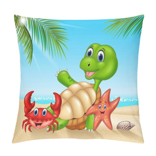 Personality  Cartoon Sea Animals Relaxing On The Beach Pillow Covers