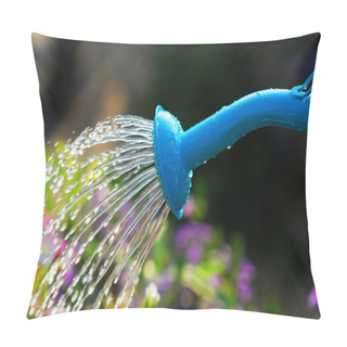 Personality  Close Up On Water Pouring From Watering Can Onto Blooming Flower Bed Pillow Covers