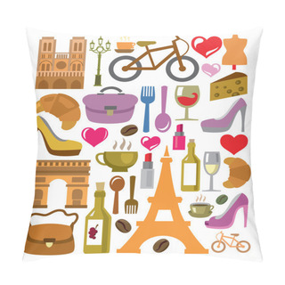 Personality  Vector France Icons Set Pillow Covers