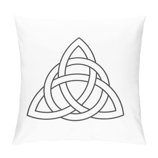 Personality  Linear Celtic Trinity Knot. Triquetra Symbol Interlaced With Circle. Ancient Ornament Symbolizing Eternity. Infinite Loop Sign Interlocking With Circle. Interconnected Loops Make Trefoil. Vector. Pillow Covers