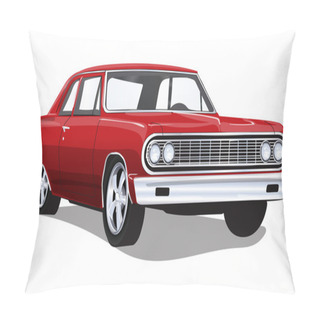 Personality  Vector Vintage Classic Car With One Layer Background Color For Easy Change Pillow Covers