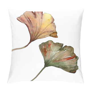 Personality  Green Red Ginkgo Biloba Leaves. Watercolor Background Illustration Set. Isolated Gingko Illustration Element. Pillow Covers