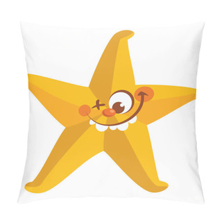 Personality  Happy Crazy Yellow Face Starfish Tooth Smiling Pillow Covers
