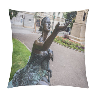 Personality  Pilsen, Czech Republic - October 3, 2015: Butterfly Sculpture By Lea Vivot Sculpture In Smetanovy Sady Park In Pilsen City Pillow Covers