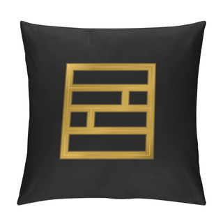 Personality  Bricks Pattern Square Button Interface Symbol Gold Plated Metalic Icon Or Logo Vector Pillow Covers