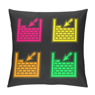 Personality  Brickwork Four Color Glowing Neon Vector Icon Pillow Covers