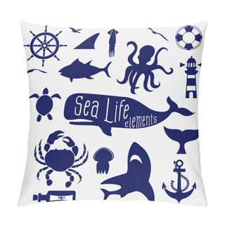Personality  Sea Life Element,icon Set Pillow Covers