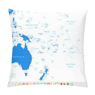Personality  Australia And Oceania - Map And Navigation Icons - Illustration. Pillow Covers