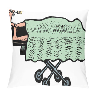 Personality  Woodcut Illustration Of Dead Body On Gurney In Morgue With Toe Tag Pillow Covers