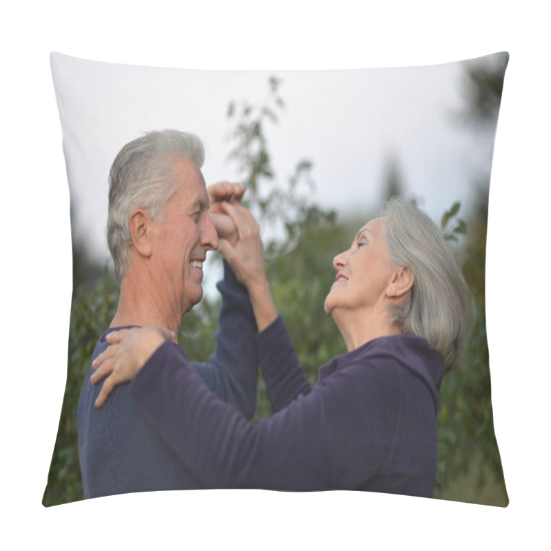 Personality  senior couple dancing outdoors pillow covers