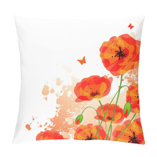 Personality  Red Poppies Back Pillow Covers