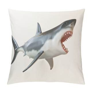 Personality  A Great White Shark Model Against White Pillow Covers