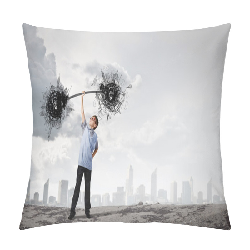 Personality  Boy with barbell pillow covers