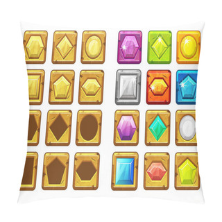Personality  Cartoon Different Shaped Gems, Multi-colored And Gold Button For Ui Game. Similar JPG Copy Pillow Covers