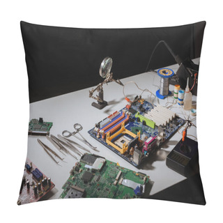 Personality  Circuit Board And Engineering Equipment On Table Pillow Covers