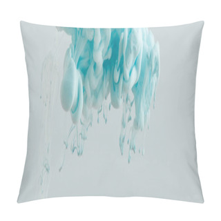Personality  Close Up View Of Light Blue Paint Swirls Isolated On Grey Pillow Covers