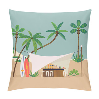 Personality  Summer Beach Bar Scene Pillow Covers
