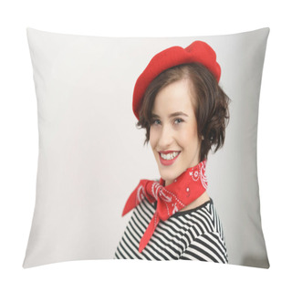 Personality  Stylish Smiling Friendly Young Woman Pillow Covers