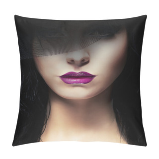 Personality  Stylish Aristocratic Woman With Dark Veil Pillow Covers