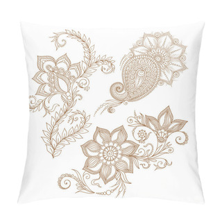 Personality  Vector Abstract Floral Elements In Indian Mehendy Style. Abstrac Pillow Covers