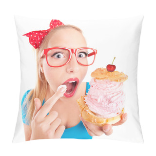 Personality  Funny Girl With Cupcake Pillow Covers