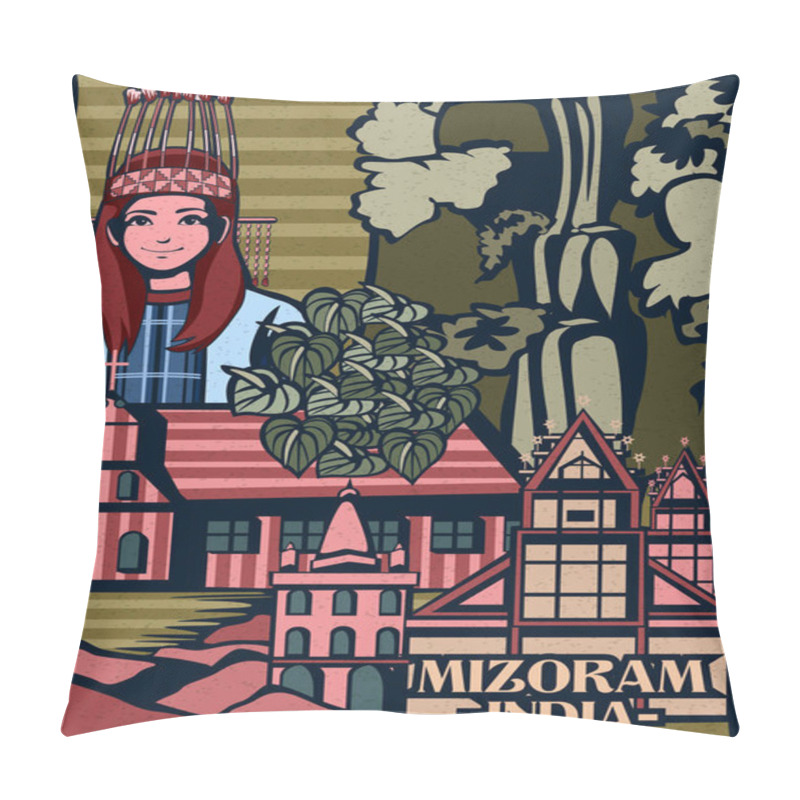 Personality  colorful cultural display of State Mizoram in India pillow covers