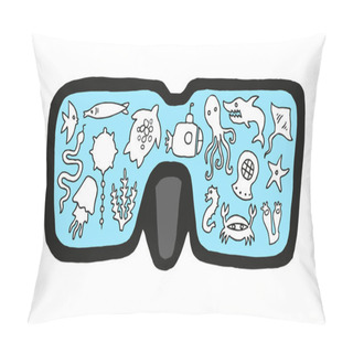 Personality  Diving. View Through The Mask. Pillow Covers