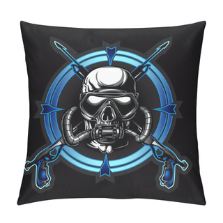 Personality  Diver Skull.Dead Diver.Skull Illustration  Pillow Covers