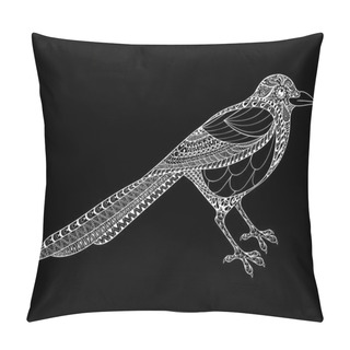 Personality  Hand Drawn Magpie Illustration For Antistress Coloring Page With Pillow Covers