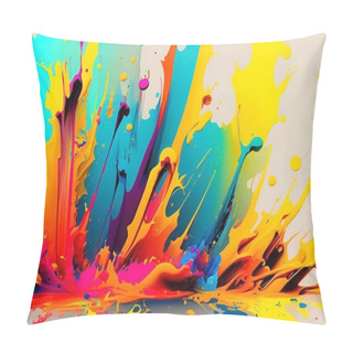 Personality  Colorful Splashes Of Paint On Neutral Background, Abstract Art  Pillow Covers