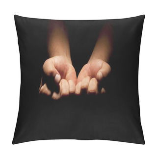 Personality  Praying Hands In Black Background Pillow Covers