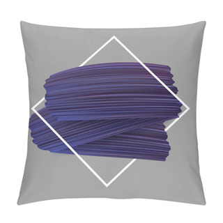 Personality  White Rhombus Frame With Purple Paint Brush Strokes On Grey Background. Vector Illustration. Pillow Covers