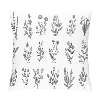 Personality  Set Of Hand Drawn Flowers And Plants, Vector Patter Pillow Covers