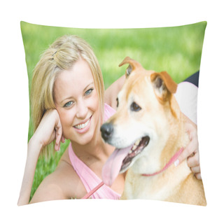 Personality  Park: Cute Woman With Dog Pillow Covers