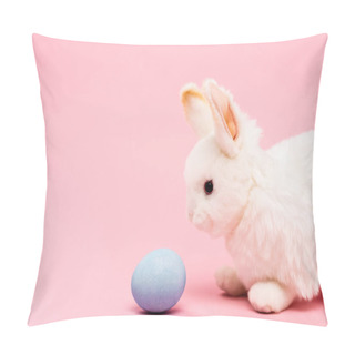 Personality  Decorative Bunny And Blue Easter Egg On Pink Background Pillow Covers