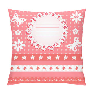 Personality  Greeting Card With Butterfly And Floral. Vector Pillow Covers