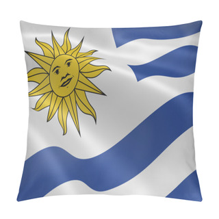 Personality  Uruguay Flag In The Wind Pillow Covers
