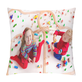 Personality  Kids Playing With Wooden Train Set Pillow Covers