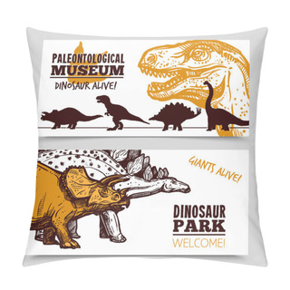 Personality  Dinosaurs Museum Exposition 2 Banners Set Pillow Covers