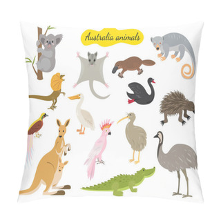 Personality  Set Of Australia Animals On White Background. Vector Illustration. Pillow Covers