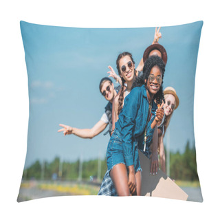 Personality  Multiethnic Happy Friends Pillow Covers