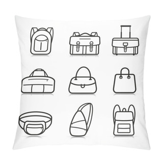 Personality  Vector Illustration Of Bag Icons Design Set Pillow Covers