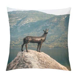 Personality  Ribcev Laz, Slovenia - August 27, 2023: Goldenhorn (Zlatorog) Statue Near The Lake Bohinj Is A Reference To A Popular Slovenian Legend Of The Golden Horned Deer Pillow Covers