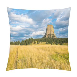 Personality  Devils Tower National Monumenton Sunny Day ,wyoming,usa. Pillow Covers