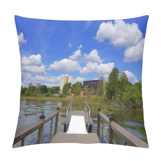 Personality  The Floating Fishing Pier By The Lake Near Heritage Park, Winter Haven, Florida, U.S.A Pillow Covers