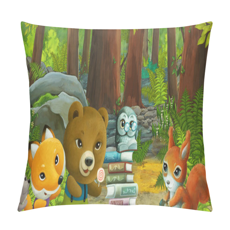 Personality  Cartoon Scene With Friendly Animal In The Forest - Illustration For Children Pillow Covers