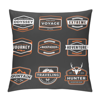 Personality  Set Of  Outdoor Adventure And Traveling Gear Badge Logo Pillow Covers