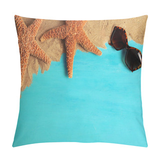 Personality  Sunglasses And Starfishes With Sand Pillow Covers
