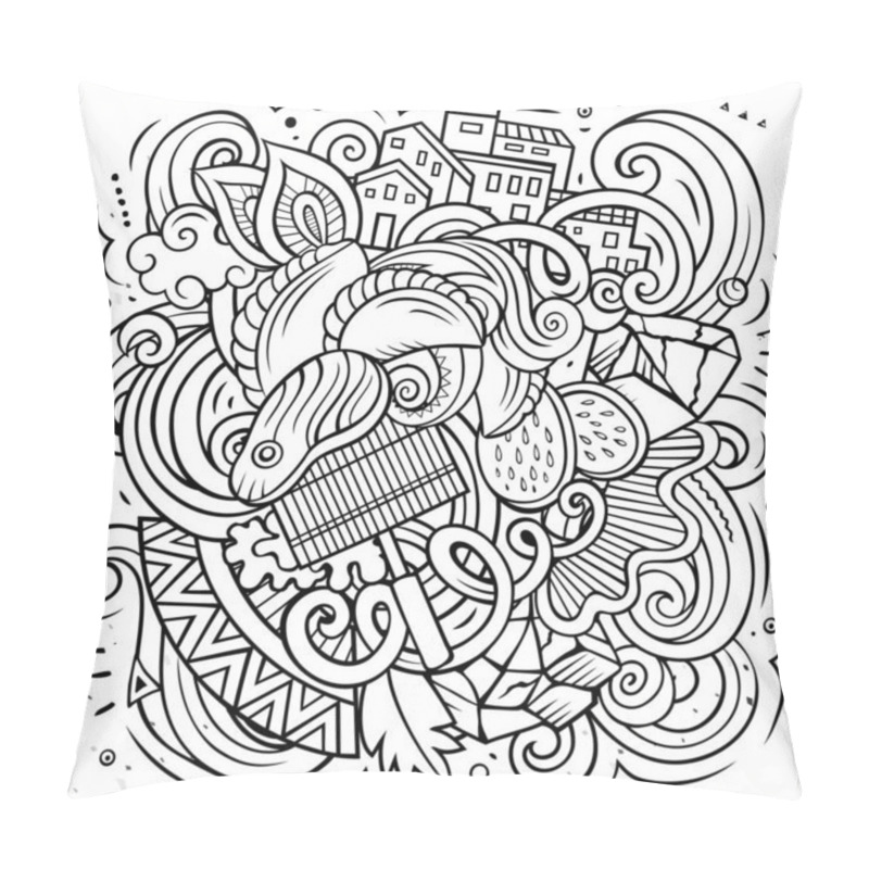 Personality  Argentina hand drawn cartoon doodles illustration. Funny travel design. Creative raster background. Latin America country elements and objects. pillow covers